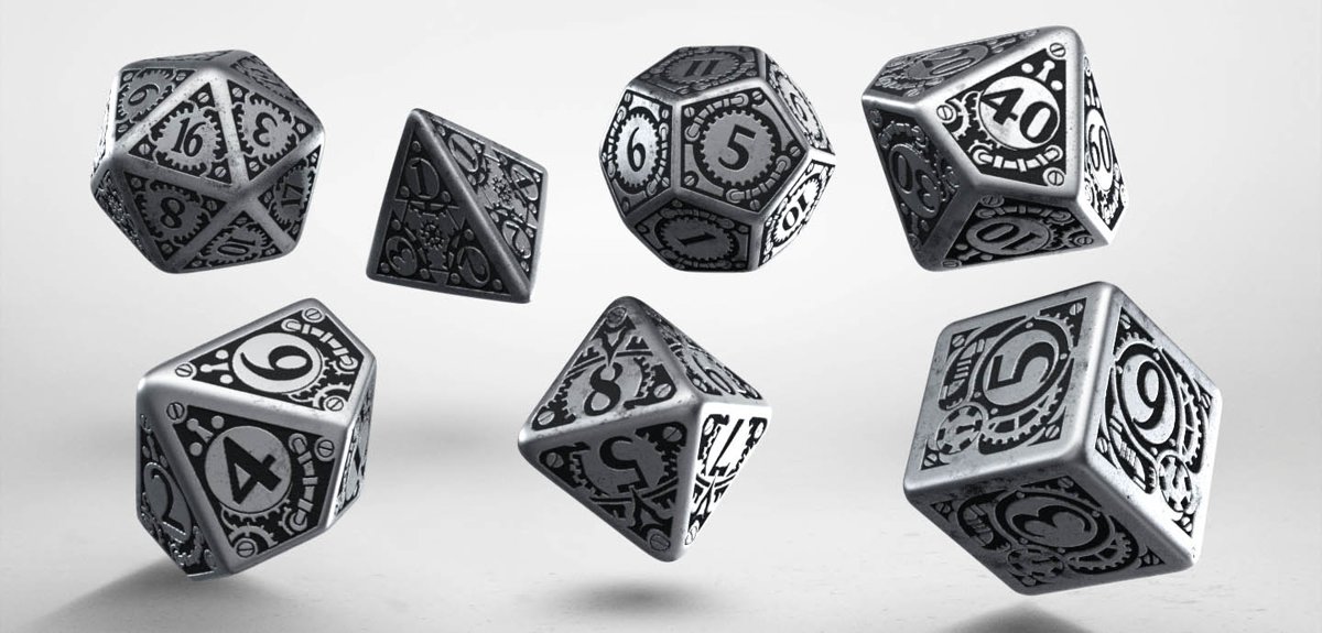 Polydice Set Q-Workshop Metal Steampunk Dice