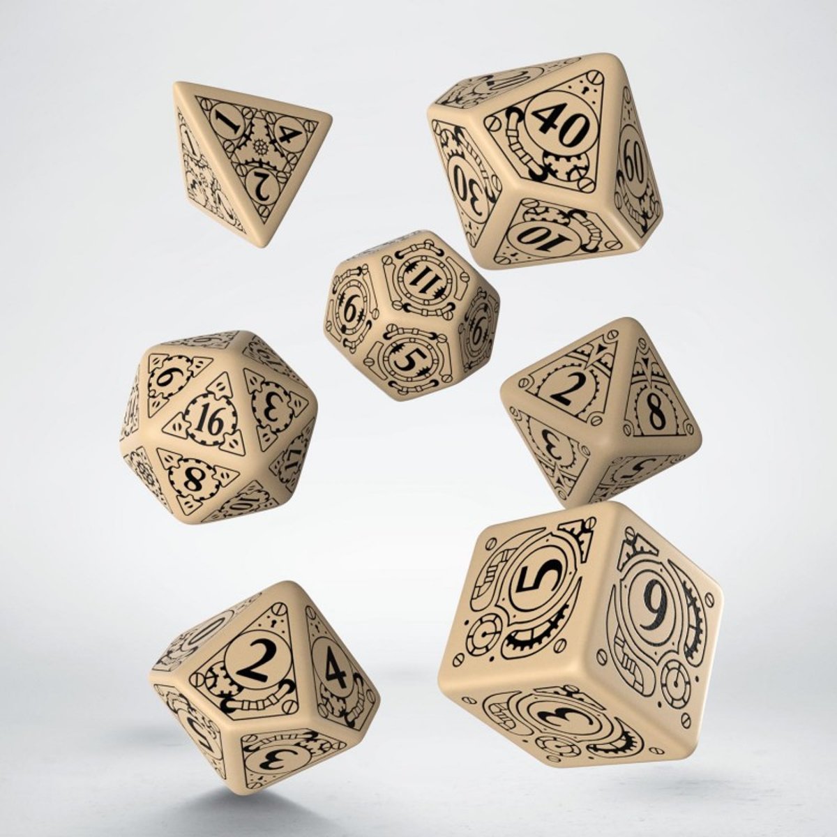 Steampunk Beige & black Dice Set