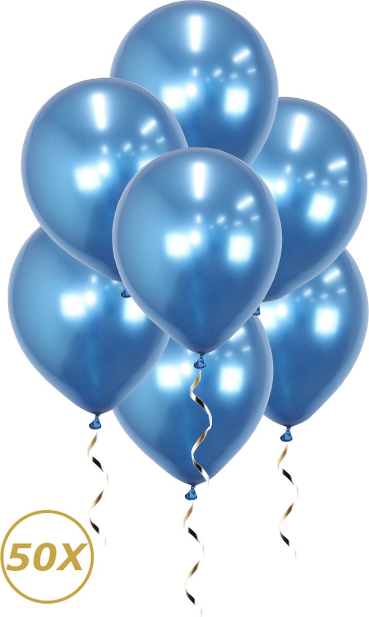 Blauwe Helium Ballonnen 2022 NYE Verjaardag Versiering Feest Versiering Ballon Chrome Blauw Luxe Decoratie - 50 Stuks