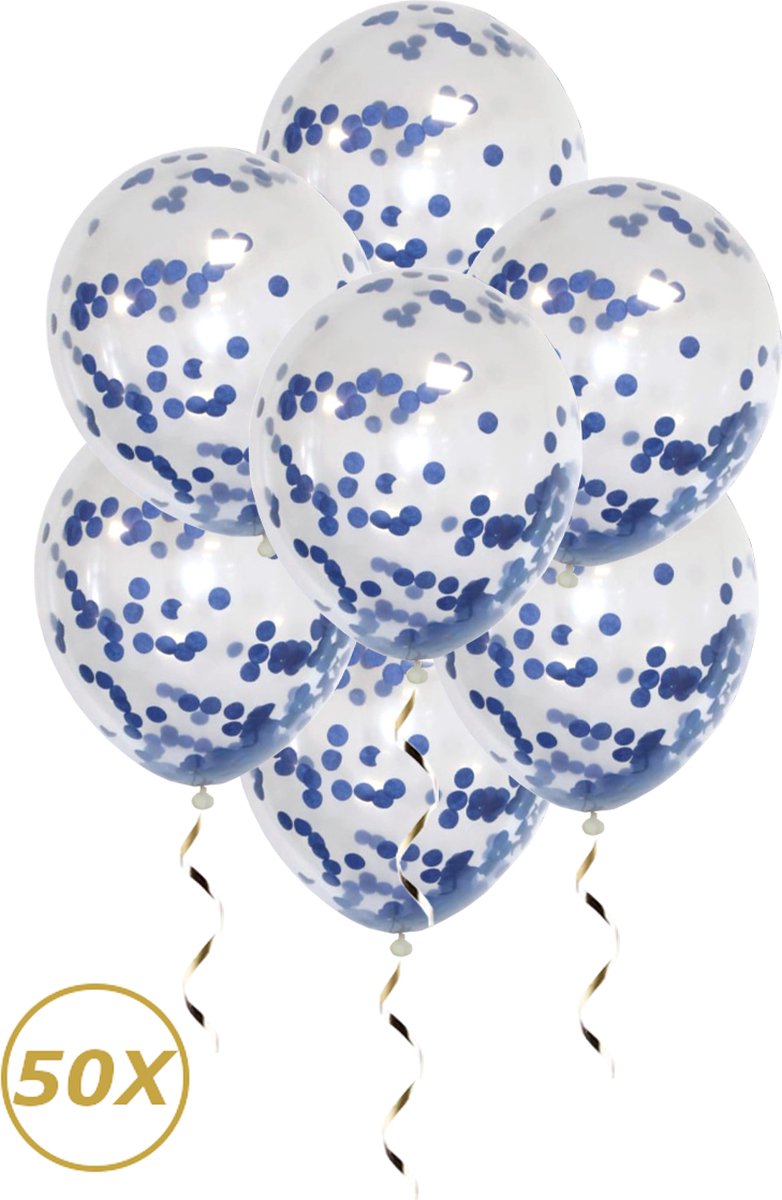 Blauwe Helium Ballonnen Confetti Gender Reveal Geboorte Feest Versiering Ballon Blauw Papier Decoratie - 50 Stuks