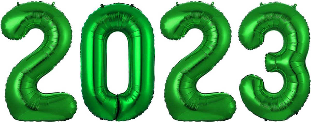 Folie Ballon Cijfer 2023 Oud En Nieuw Versiering Nieuw Jaar Feest Artikelen Happy New Year Decoratie Groen - XL Formaat