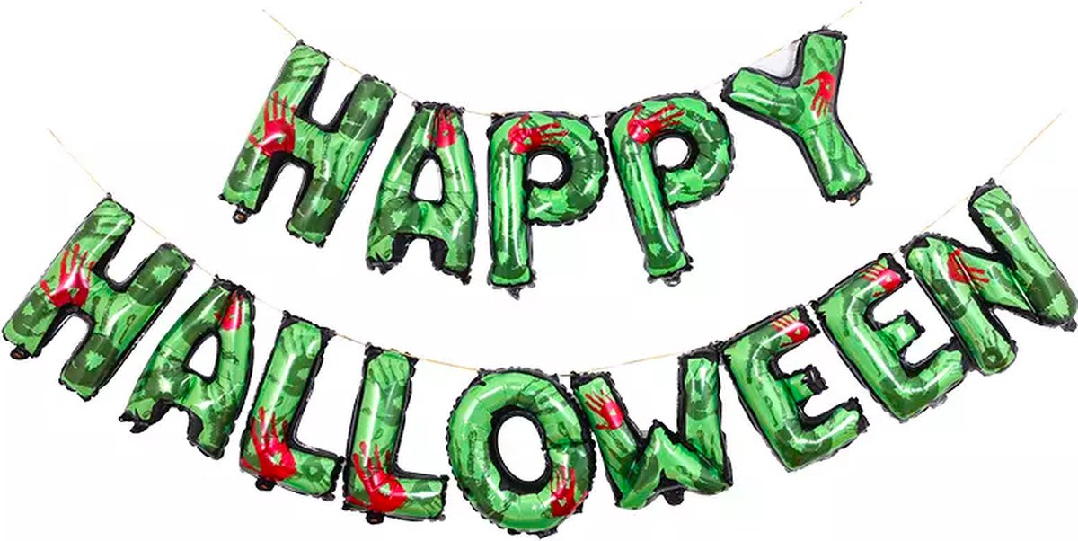 Happy Halloween Slingers Halloween Decoratie Vlaggenlijn Halloween Versiering Ballonnen Slinger Groen Zwart – 1 Stuk