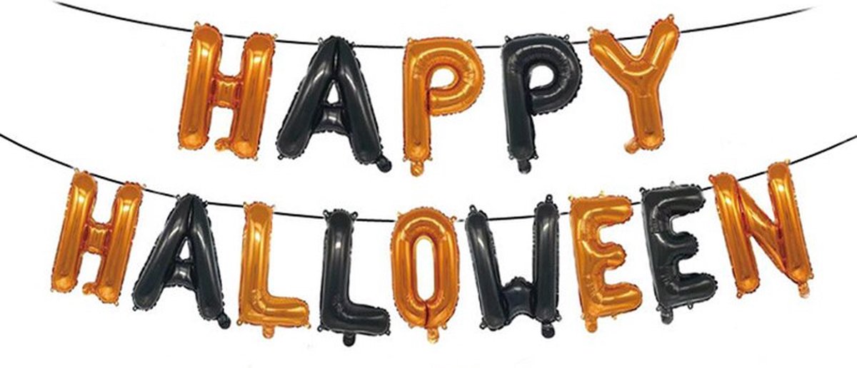 Happy Halloween Slingers Halloween Decoratie Vlaggenlijn Halloween Versiering Ballonnen Slinger Oranje Zwart – 1 Stuk