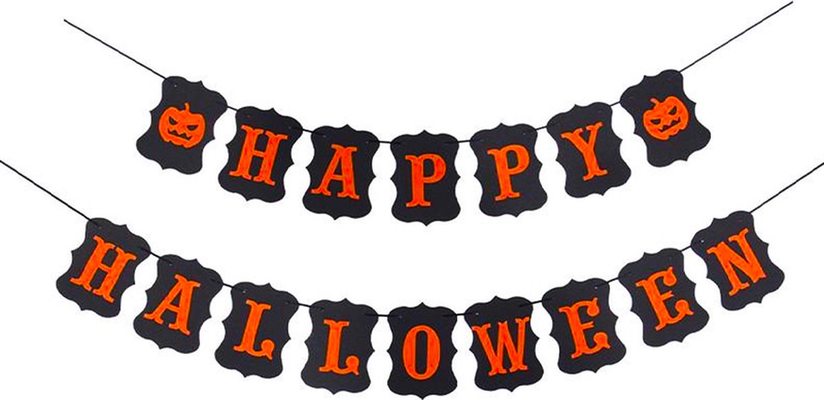 Happy Halloween Slingers Halloween Decoratie Vlaggenlijn Halloween Versiering Slinger Zwart – 1 Stuk