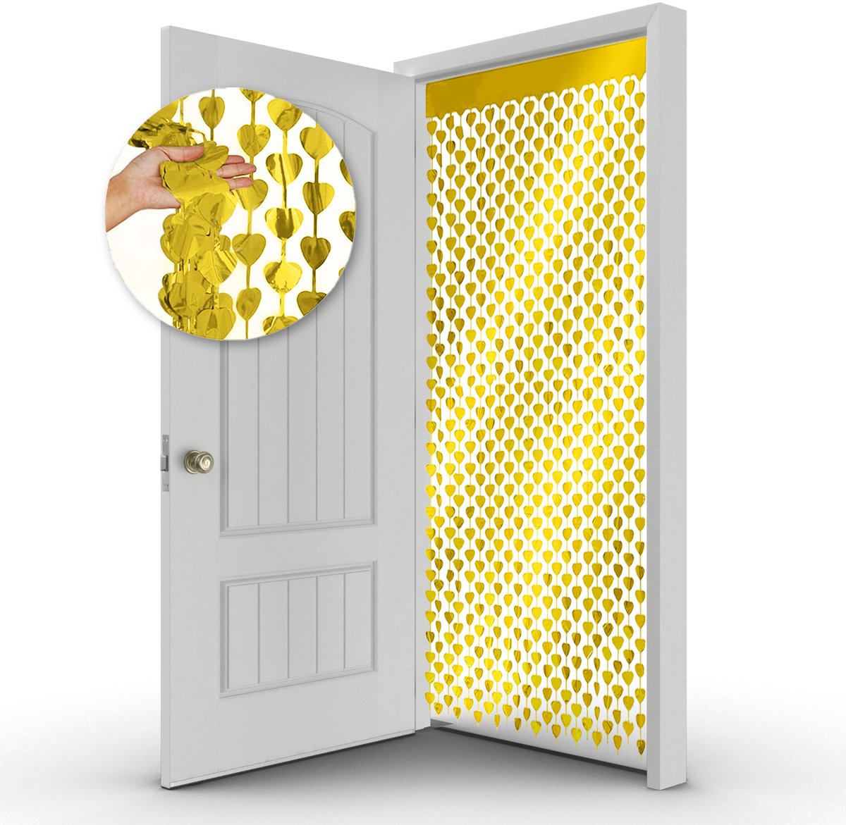 Hartjes Valentijn Decoratie Valentijn Versiering Backdrop Glittergordijn Deurgordijn Goud Glitter Deur Folie Gordijn