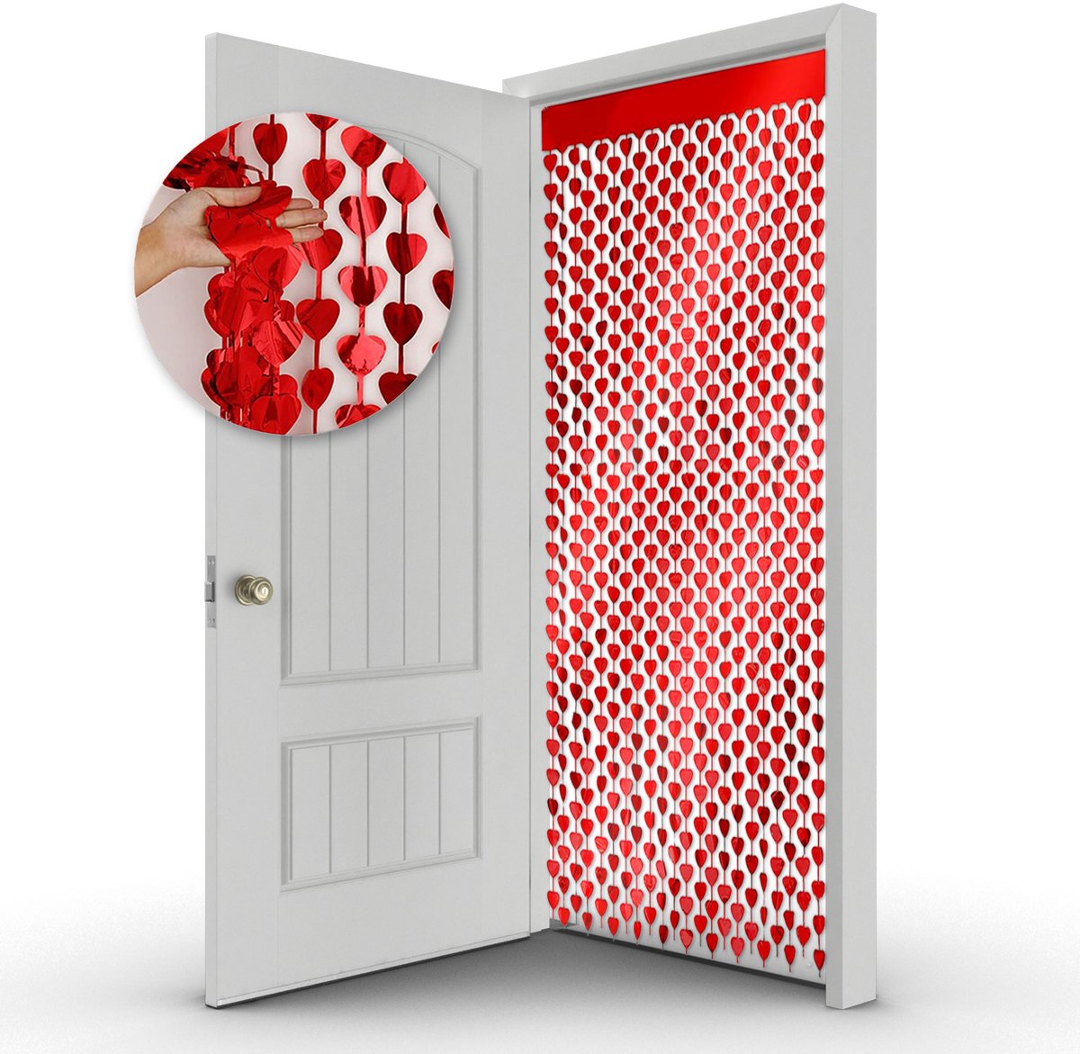 Hartjes Valentijn Decoratie Valentijn Versiering Backdrop Glittergordijn Deurgordijn Rood Glitter Deur Folie Gordijn