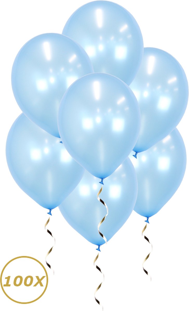 Licht Blauwe Helium Ballonnen Gender Reveal Versiering Feest Versiering Ballon BabyShower Metallic Blauw - 100 Stuks