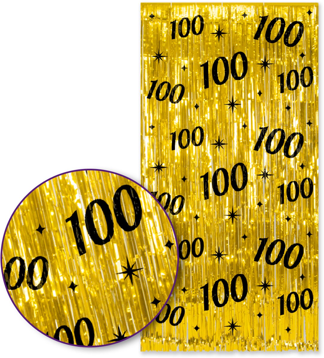   – 100 Jaar Foliegordijn – Goud & Zwart – 100×200 cm – Zelfklevend – 100e Verjaardag Versiering – Backdrop Fotomuur