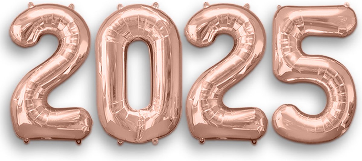 Q2Party - 2025 - New Year - Ballonnen - Set - Rose Goud - NYE - Versiering - Nieuw Jaar - Decoratie - Happy New Year Ballonnen - XL Formaat