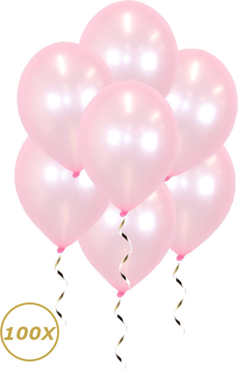 Roze Helium Ballonnen Gender Reveal Versiering Feest Versiering Ballon BabyShower Metallic Roze - 100 Stuks