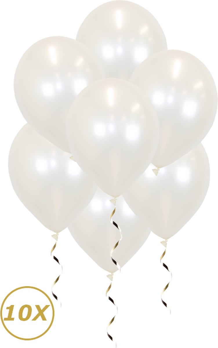 Witte Helium Ballonnen Verjaardag Versiering Feest Versiering Ballon Metallic Wit Luxe Bruiloft Decoratie - 10 Stuks