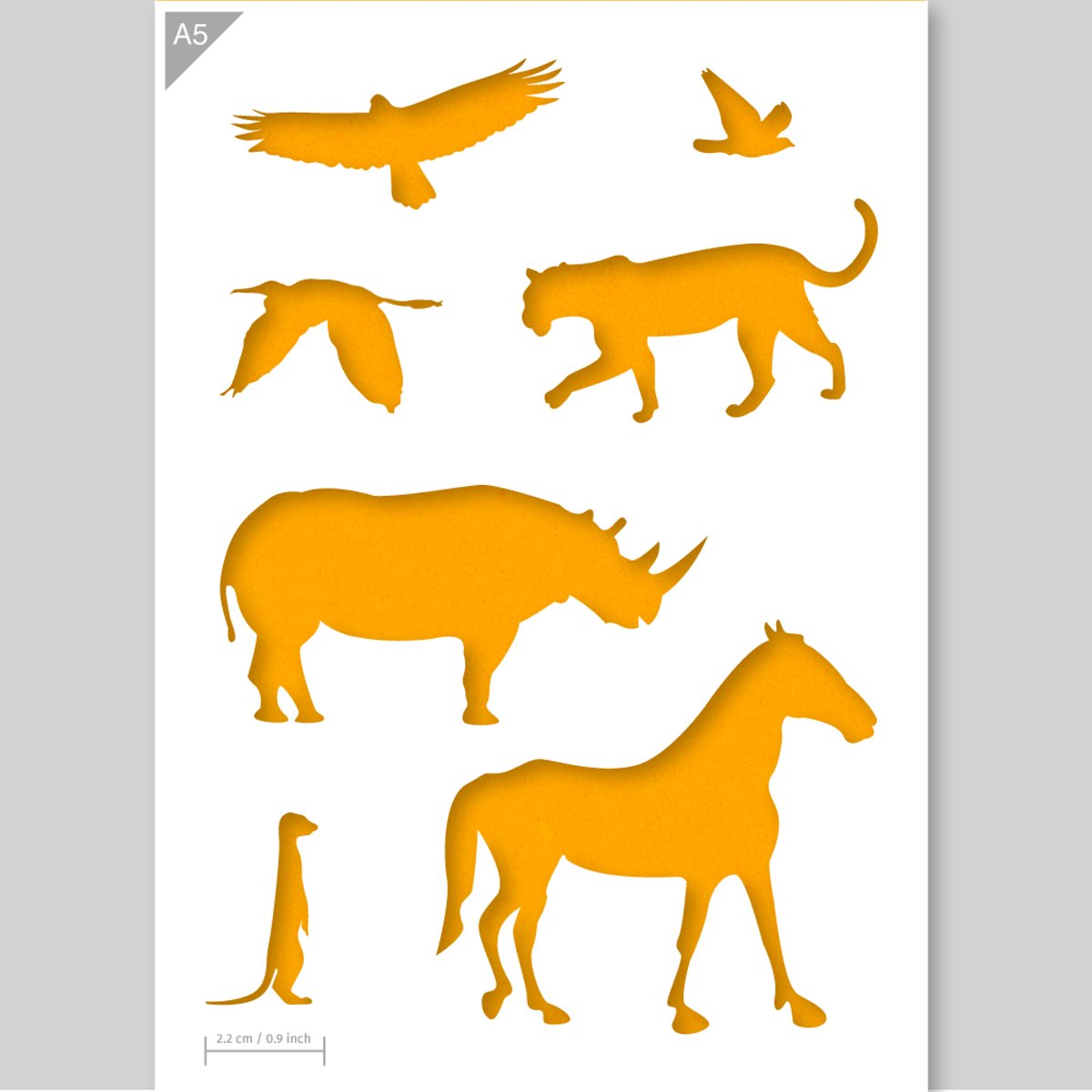 A5 Sjabloon  Afrikaanse Dieren – Kunststof Stencil -  Stokstaartje is 2,2cm breed