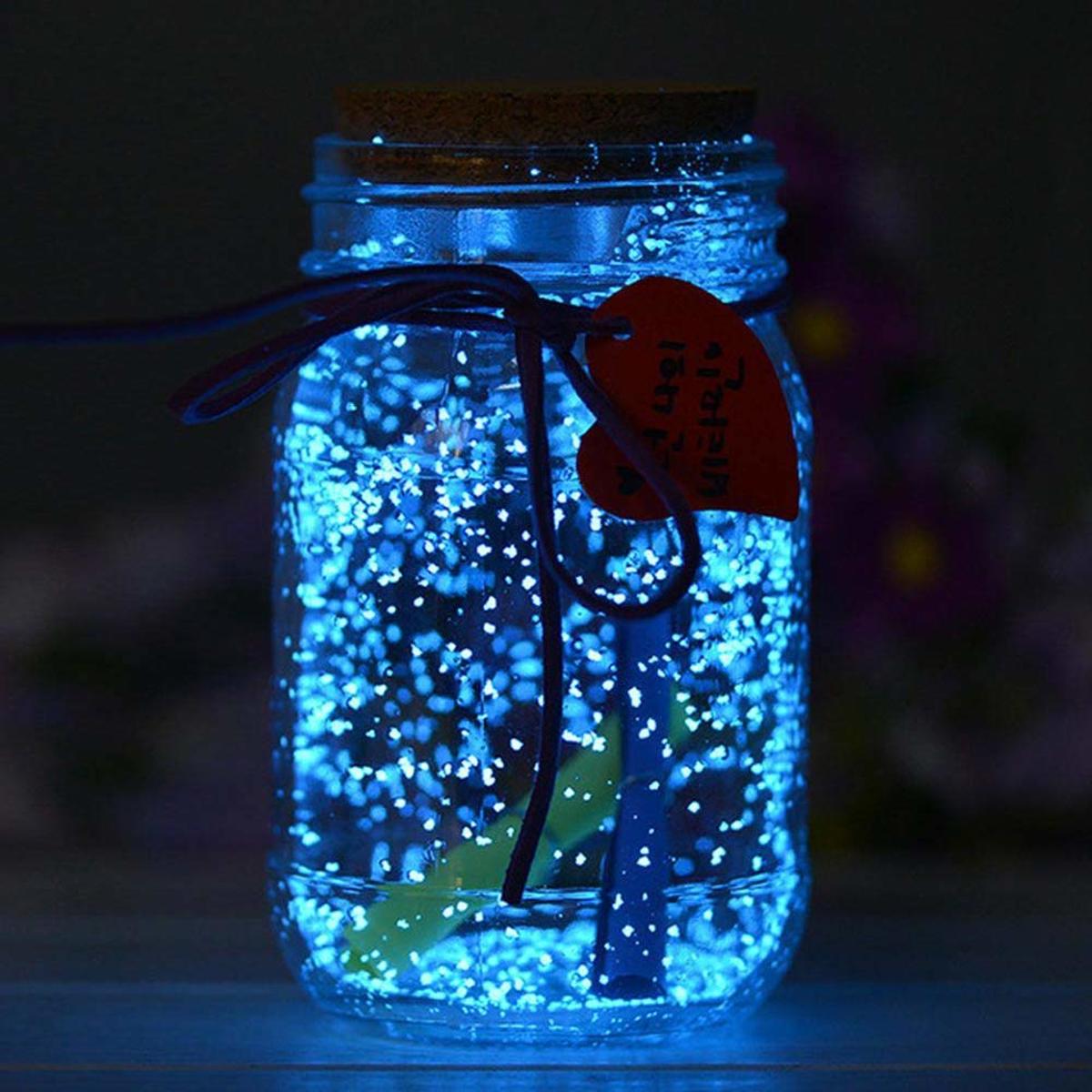 QBIX blauwe glow in the dark korrels - Fluoriserend poeder - Lichtgevend zand - Geschikt voor diverse doeleinden, zoals DIY, hobby, knutselen, kinderkamer, wenspot, etc…