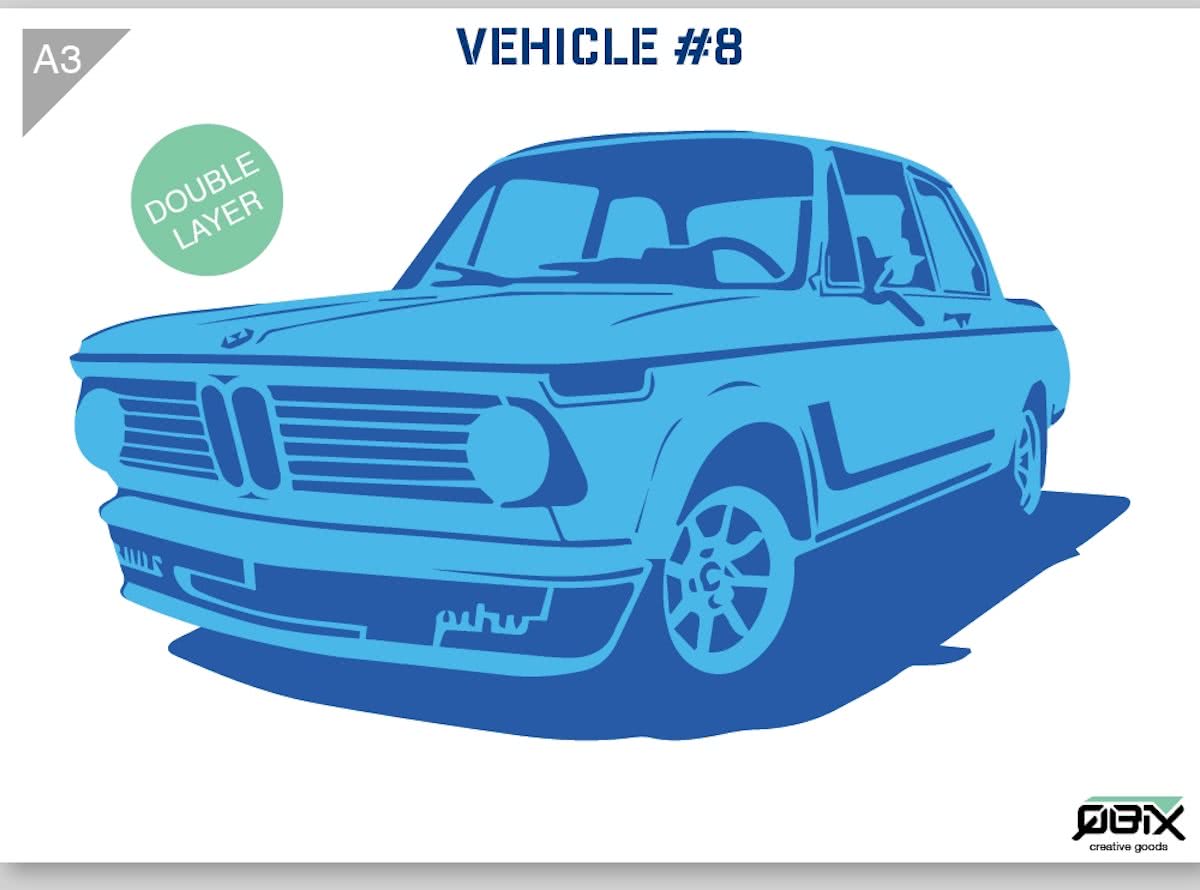 Sjabloon BMW 535 80s Kunststof Stencil A3 42 x 29,7 cm - 2-laags