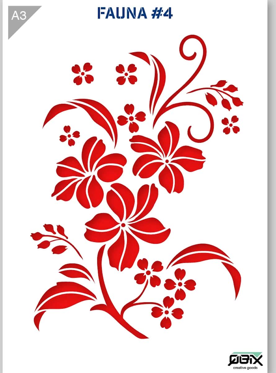 Sjabloon Bloem Ornament Karton Stencil A3 42 x 29,7 cm