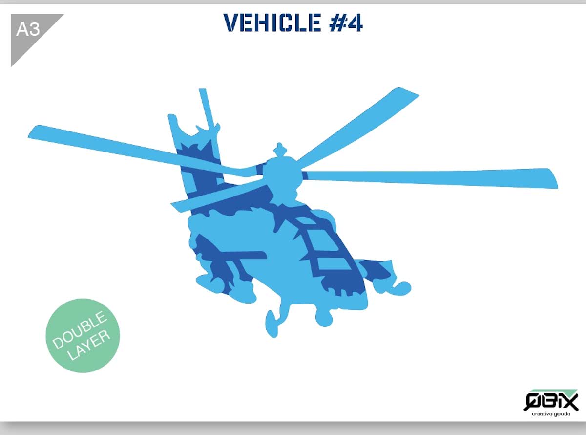 Sjabloon Helicopter Kunststof Stencil A3 42 x 29,7 cm - 2-laags