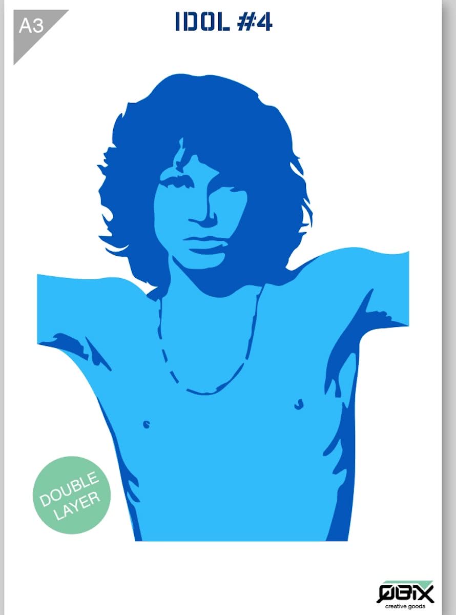 Sjabloon Jim Morrison Kunststof Stencil A3 42 x 29,7 cm - 2-laags