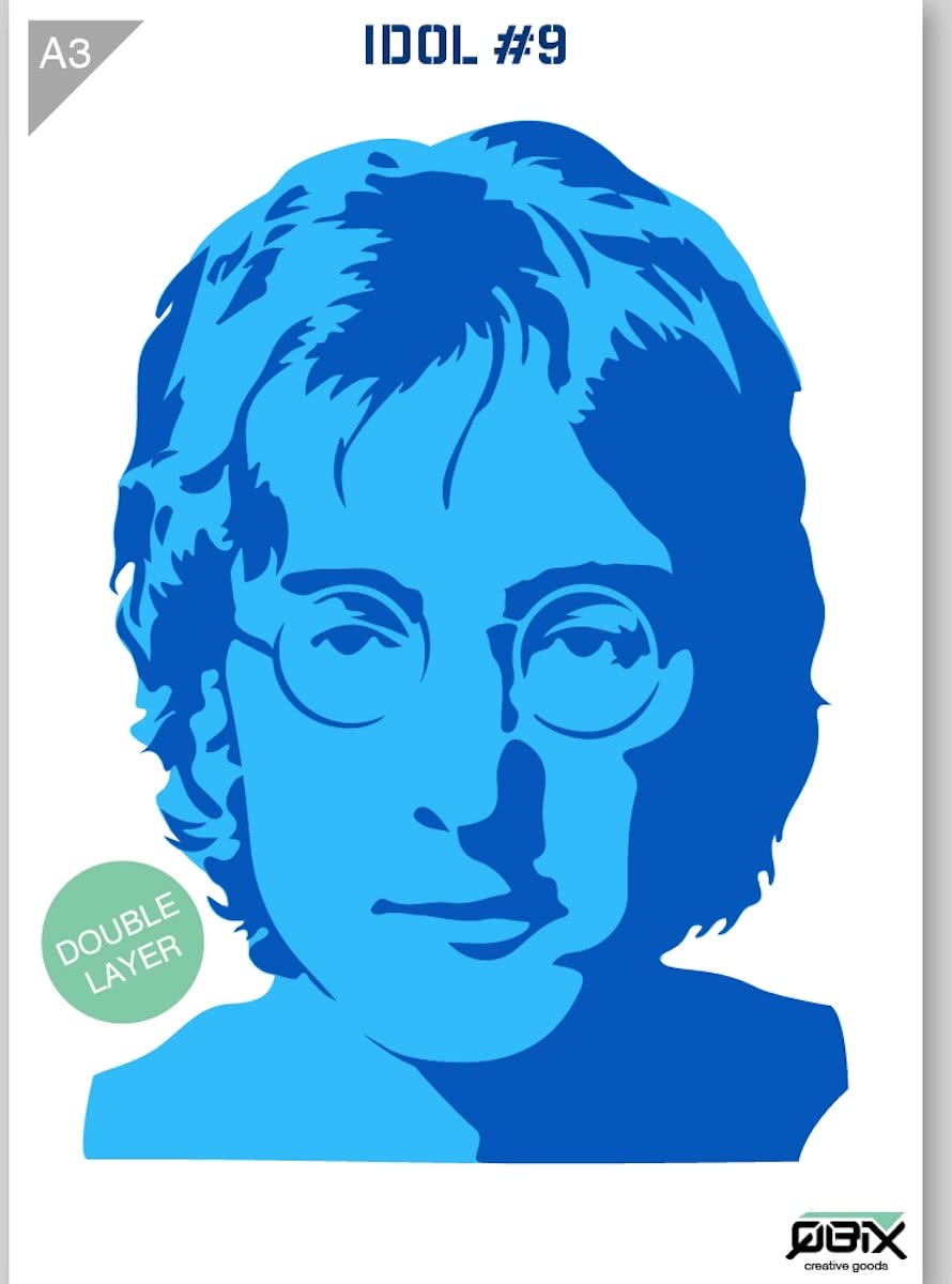 Sjabloon John Lennon Kunststof Stencil A3 42 x 29,7 cm - 2-laags