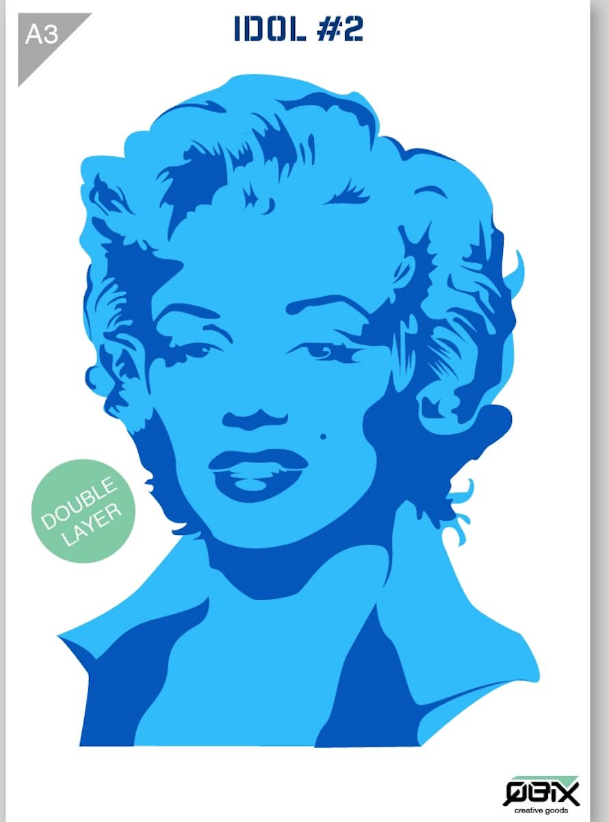 Sjabloon Marilyn Monroe Kunststof Stencil A3 42 x 29,7 cm - 2-laags