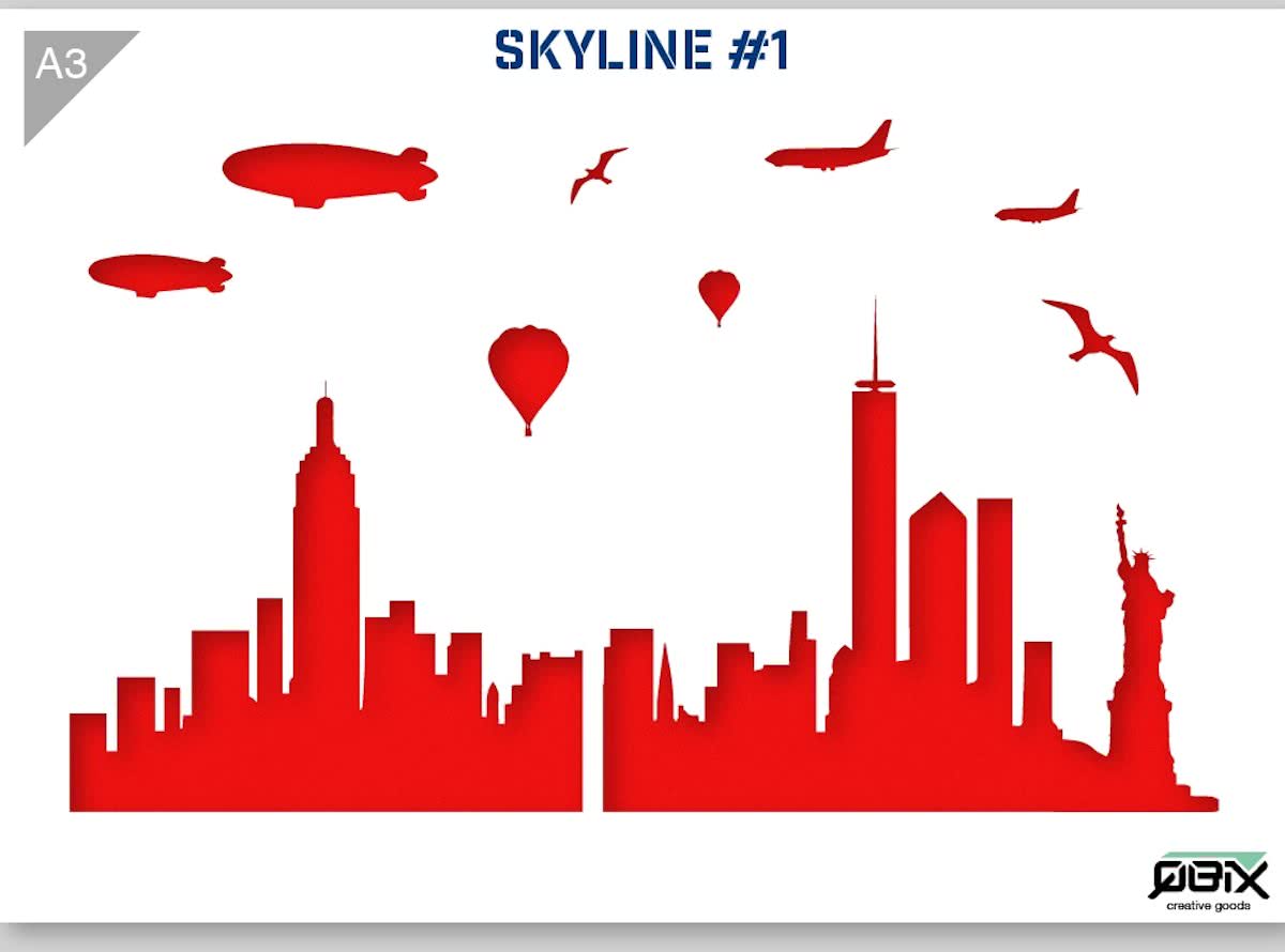 Sjabloon New York Skyline Kunststof Stencil A3 42 x 29,7 cm