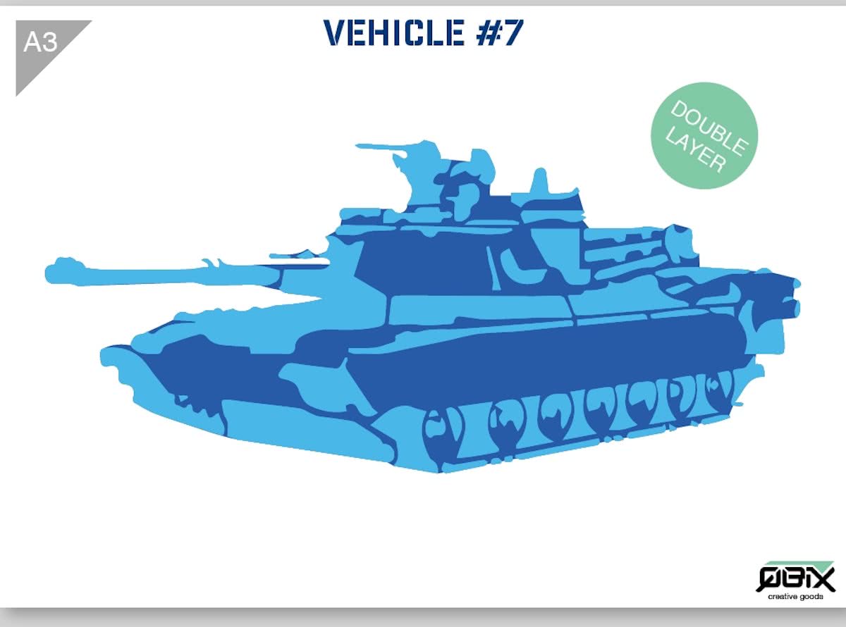 Sjabloon Tank Kunststof Stencil A3 42 x 29,7 cm - 2-laags