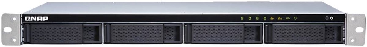 4-Bay quad-core 1.7 GHz short-depth rackmount NAS with 100W power supply 2GB DDR3 SODIMM RAM