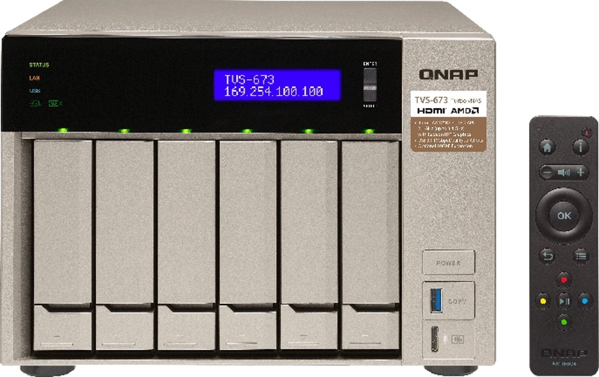 6-Bay NAS/AMD RX-421BD 2.1~3.4 GHz/16GBDDR4 RAM (max 64GB)/6x 2.5i/3.5i + 2x M.2 2280/2260 SATA 6Gb/s drives/4x GbE LAN/optional 10GbE PCIe expansion/LCD/Surve