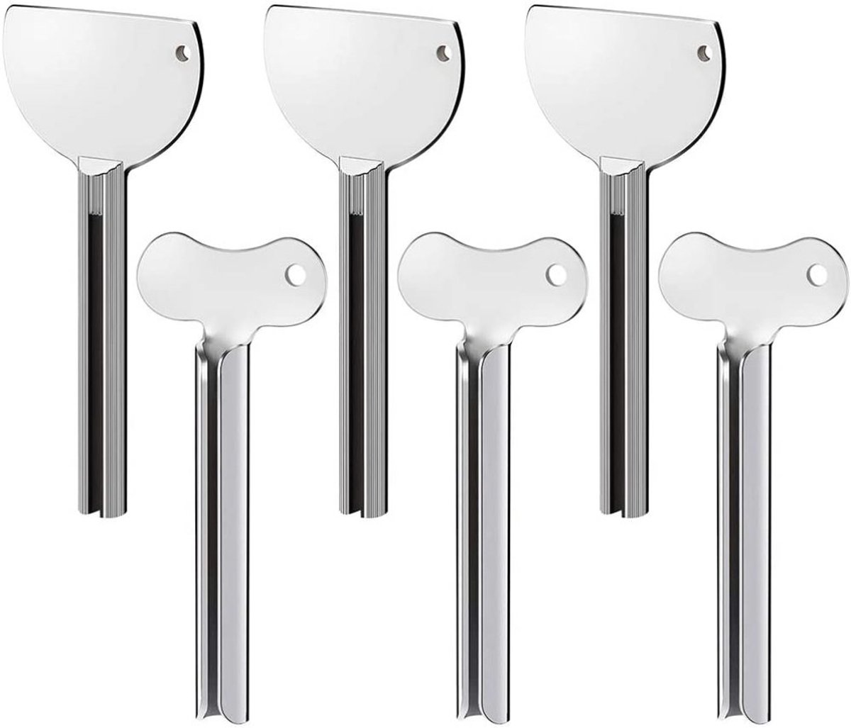   -6 Stuks Metalen   – Roestvrijstalen Tandpastaknijper voor Keuken, Badkamer, Cosmetica en Verf