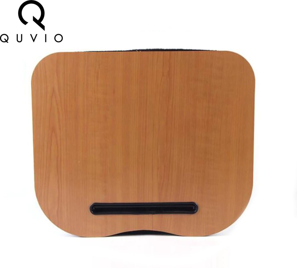 QUVIO Laptop schoot kussen houtlook / Laptopkussen / Schootkussen met gleuf voor tablet - Bruin