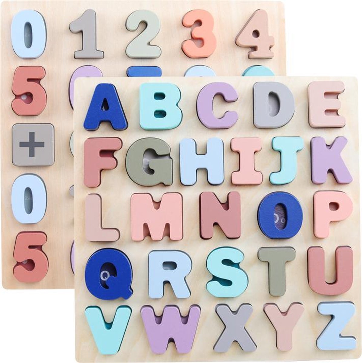 2 verschillende sets: Hoofdletters & Nummer - 3D alfabet en nummer puzzel - kinderpuzzel - vormenpuzzel - Houten Alfabet Puzzel & Houten Getallen Puzzel & Rekenpuzzel - Puzzels voor Peuter vanaf 2 jaar