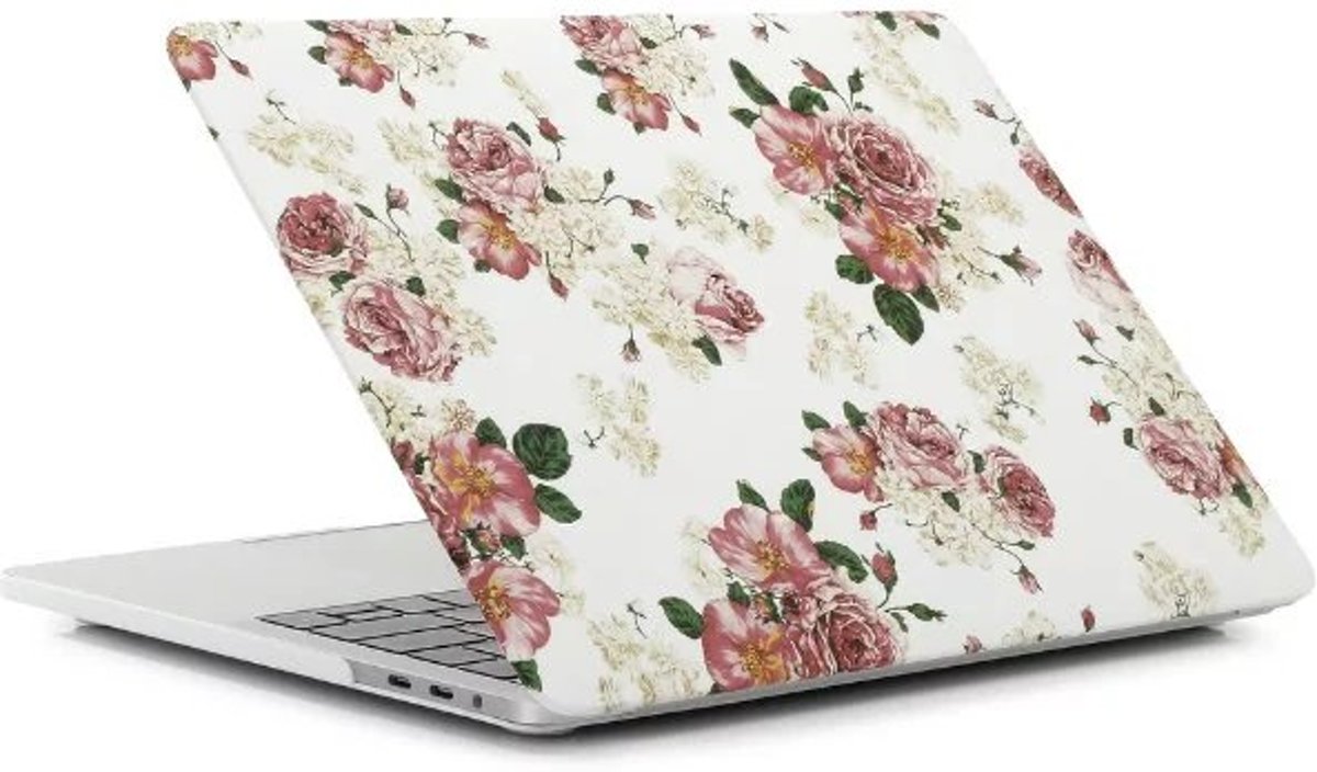 Hard Case Cover Bloemenprint Wit voor Macbook Air vanaf 2018 13 inch