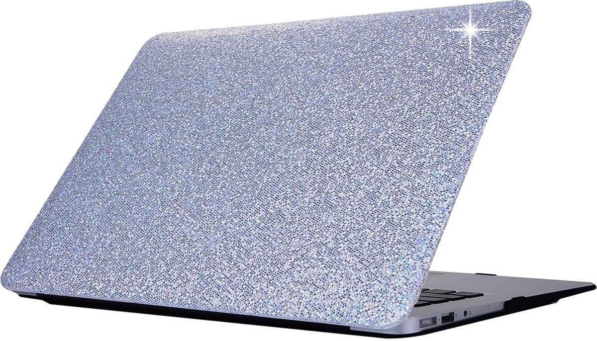 Hard Case Cover Laptop Hoes Silver Sparkle voor Macbook Air tot 2017 13 inch