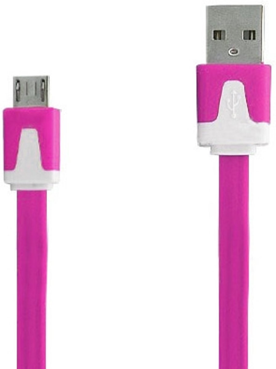 Micro USB Kabel Datacable 2 meter Universeel Fuchsia