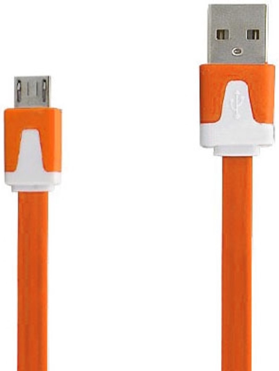 Micro USB Kabel Datacable 2 meter Universeel Oranje Orange