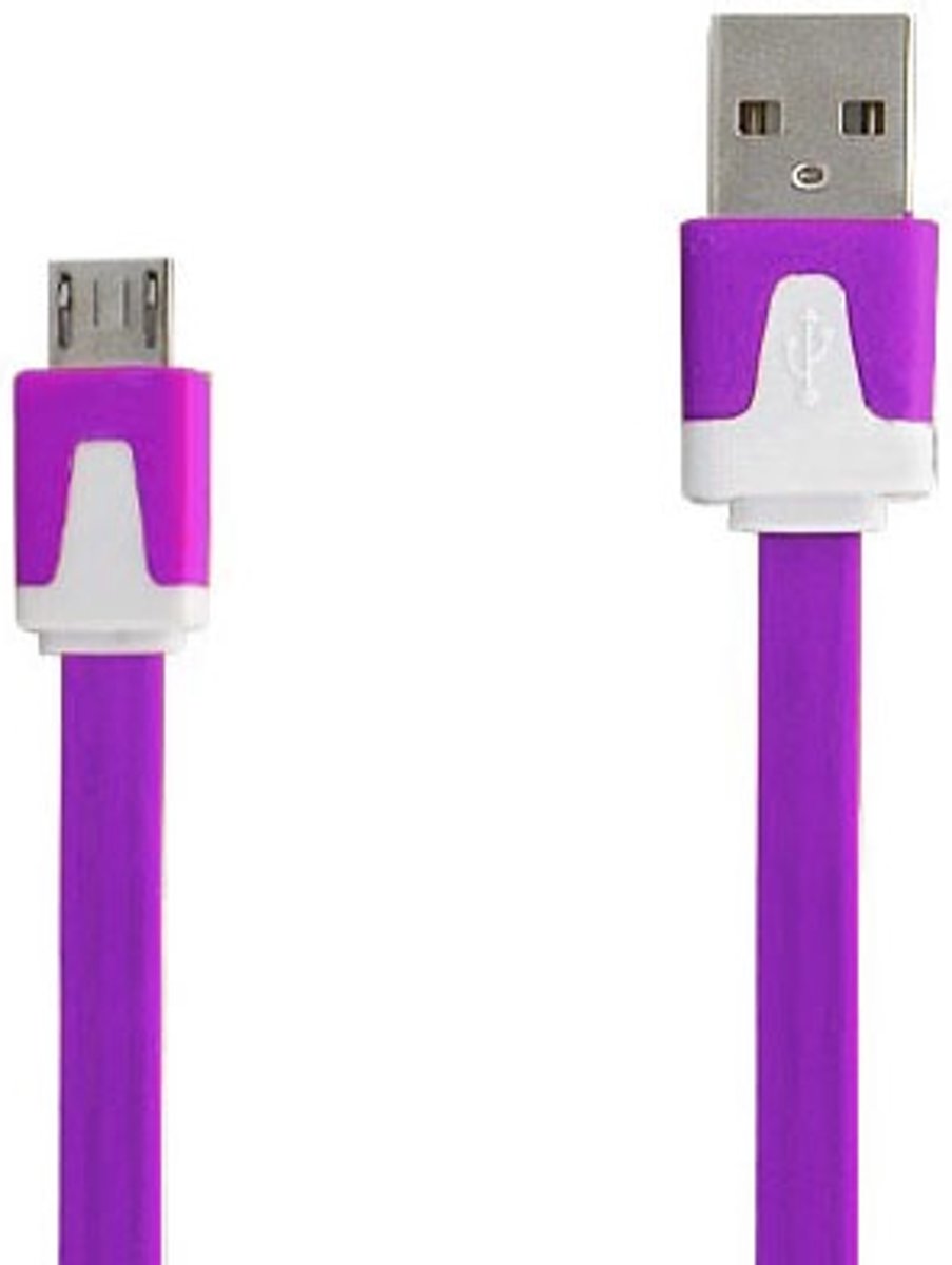 Micro USB Kabel Datacable 2 meter Universeel Paars Purple