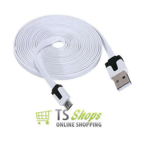 Micro USB Kabel Datacable 3 meter Universeel White Wit