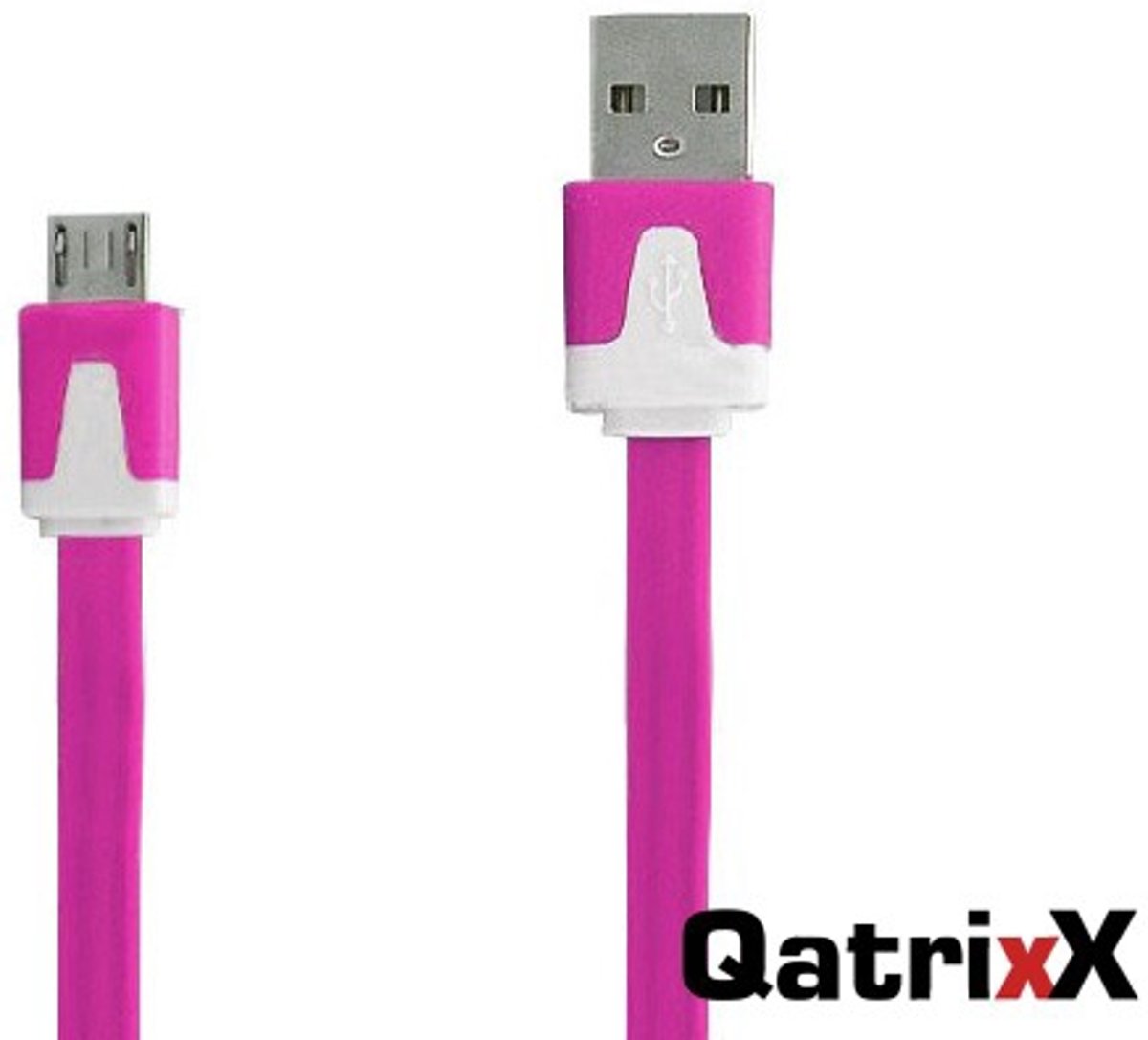 Platte Datakabel Micro USB 1 meter Fuchsia voor Acer Liquid E2