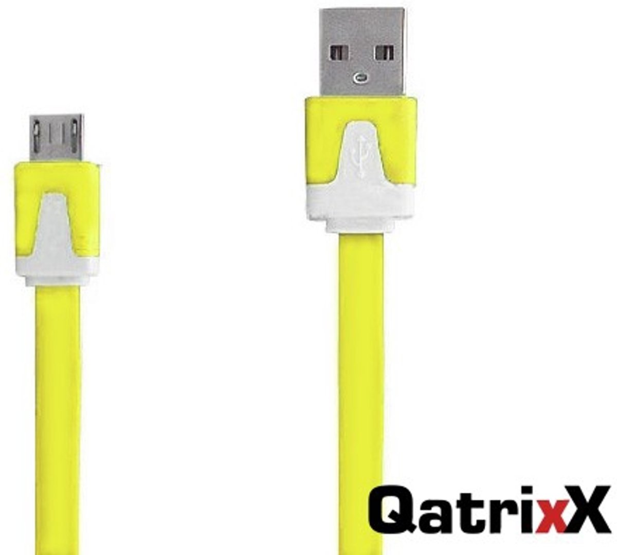 Platte Datakabel Micro USB 1 meter Geel voor Acer Liquid E2