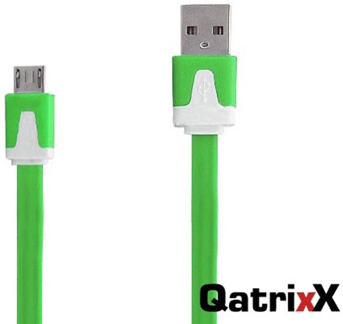 Platte Datakabel Micro USB 1 meter Groen voor Sony Xperia C5 Ultra