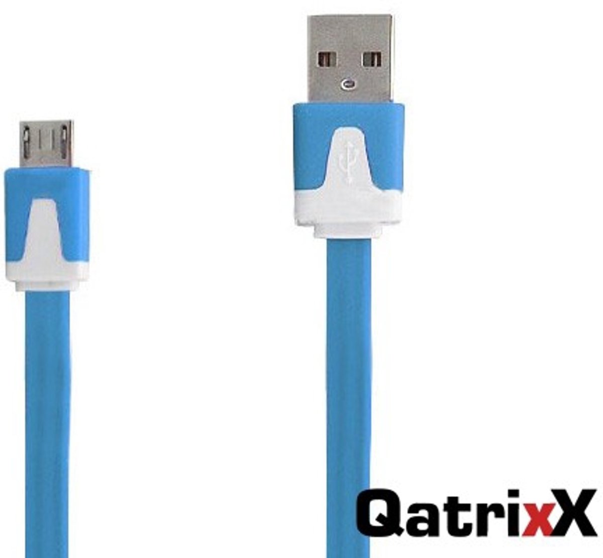 Platte Datakabel Micro USB 1 meter Lichtblauw voor Acer Liquid E2