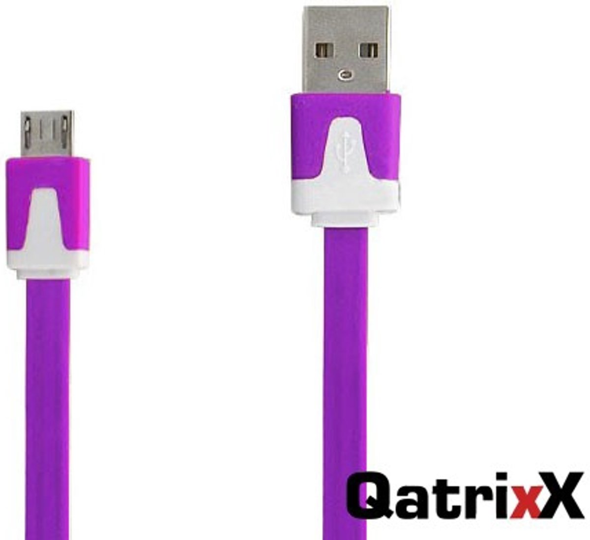 Platte Datakabel Micro USB 1 meter Paars voor Huawei G8