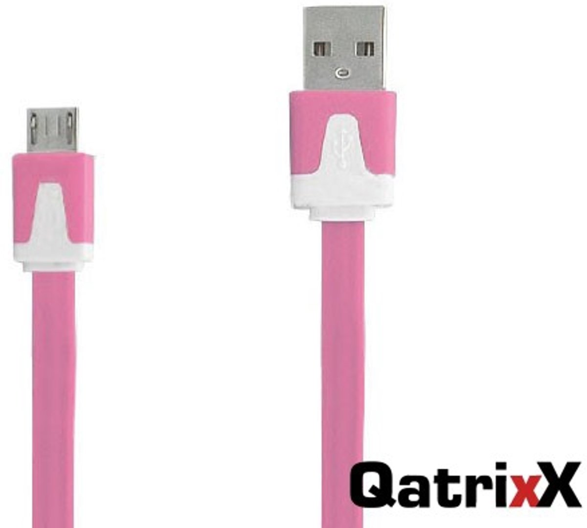 Platte Datakabel Micro USB 1 meter Roze voor Acer Liquid E700