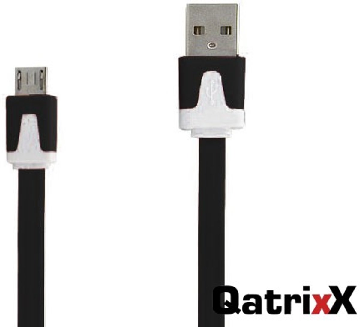 Platte Datakabel Micro USB 1 meter Zwart voor Acer Liquid E2