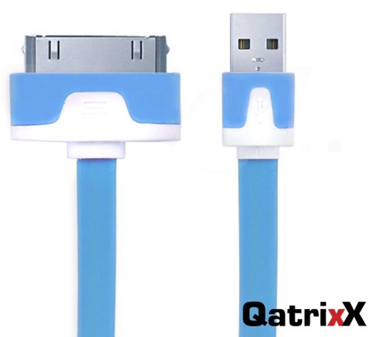 Platte USB Datakabel Blauw 2 meter voor Apple iPad 2