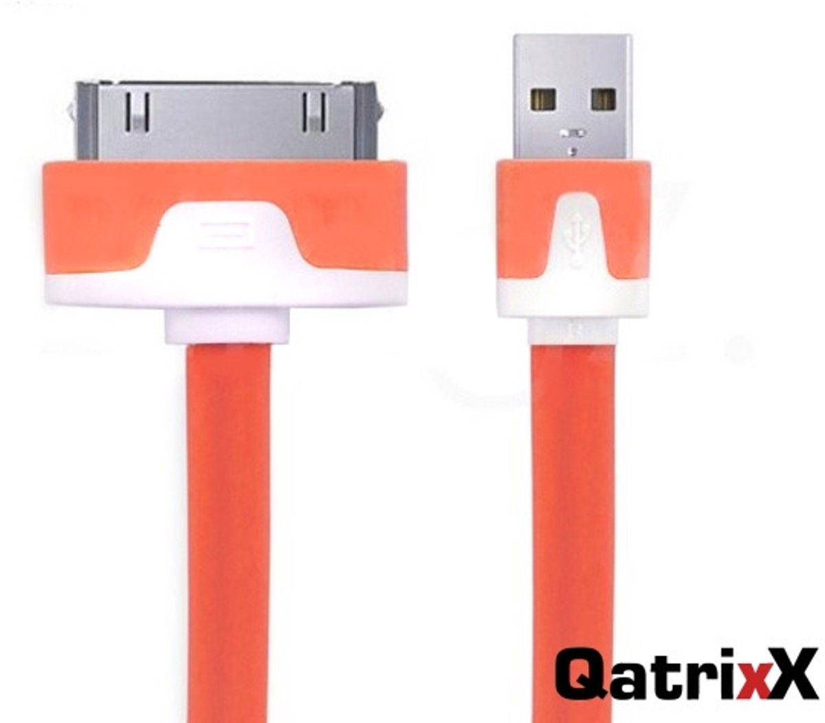 Platte USB Datakabel Oranje 2 meter voor Apple iPad 3