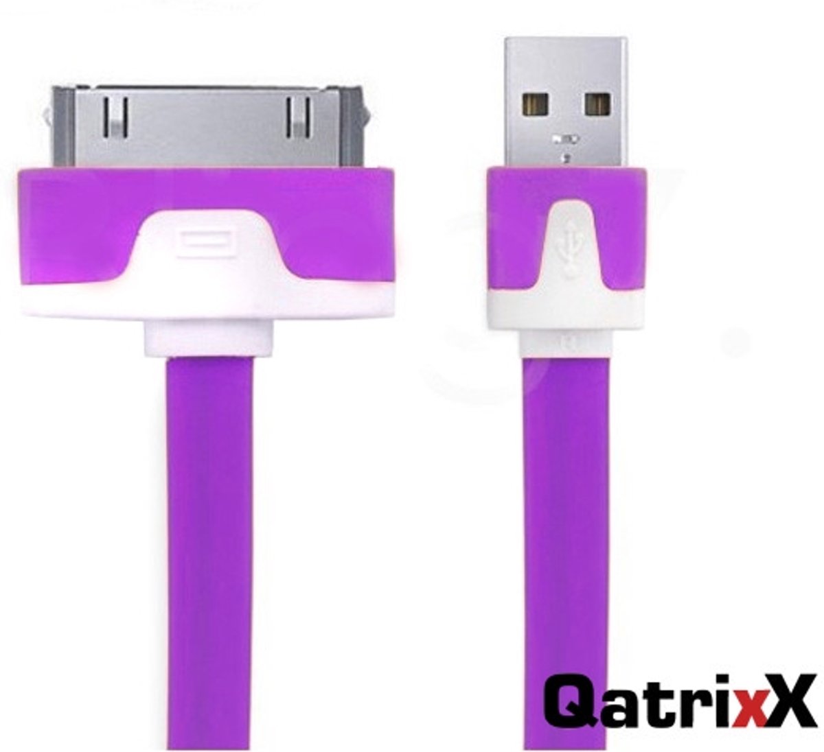 Platte USB Datakabel Paars 1 meter voor Apple iPad 3