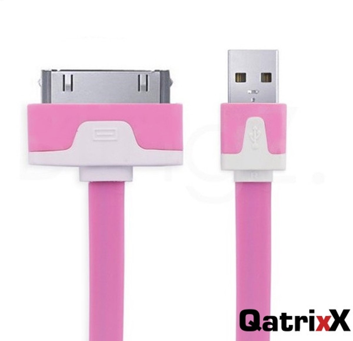 Platte USB Datakabel Roze 1 meter voor Apple iPad 3