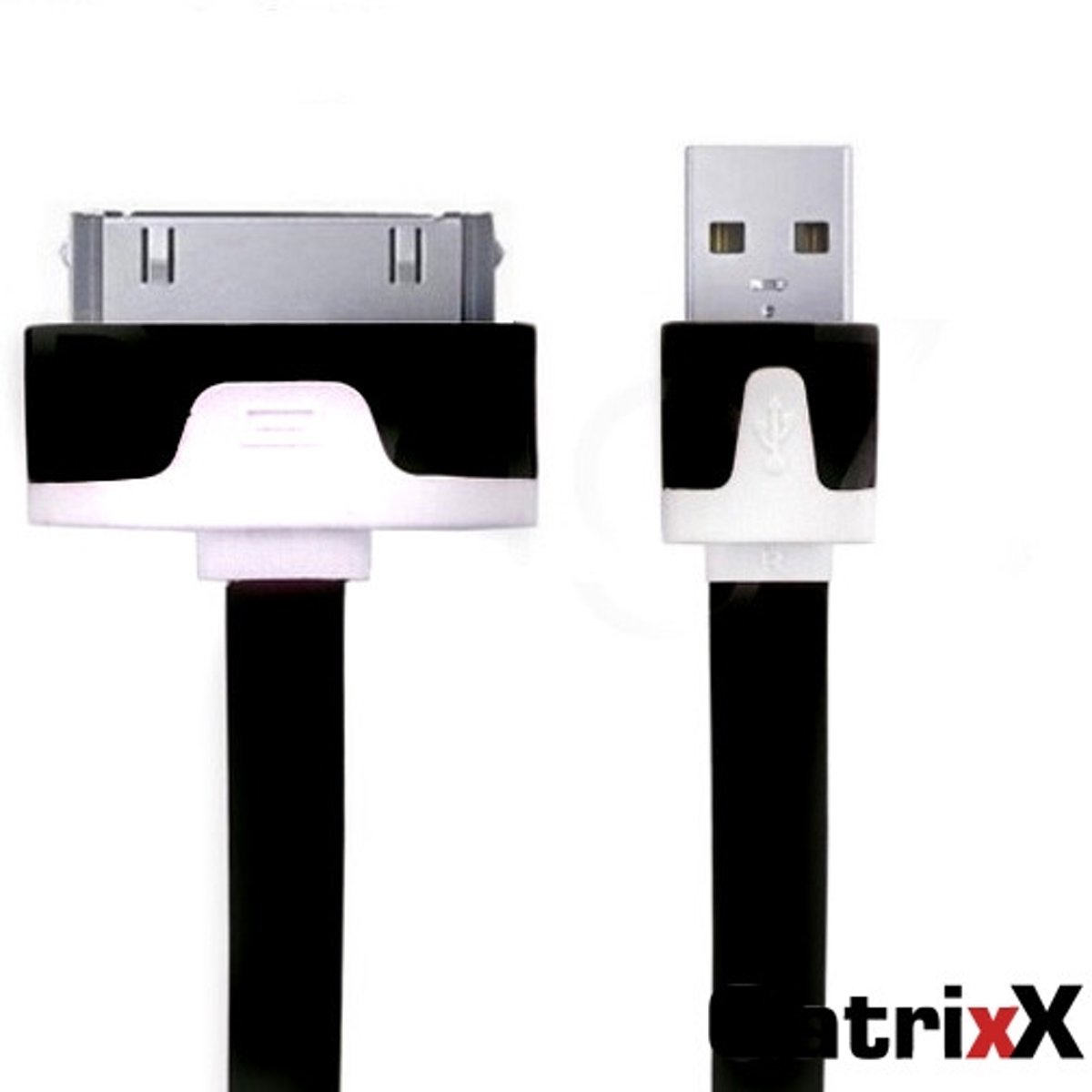 Platte USB Datakabel Zwart 1 meter voor Apple iPad 3