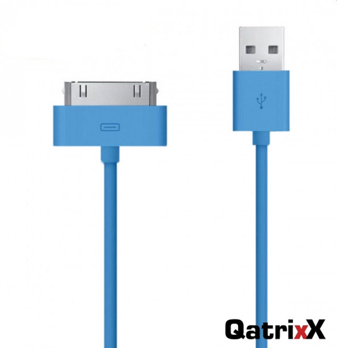 Ronde USB Datakabel Blauw 1 meter voor Apple iPad 2