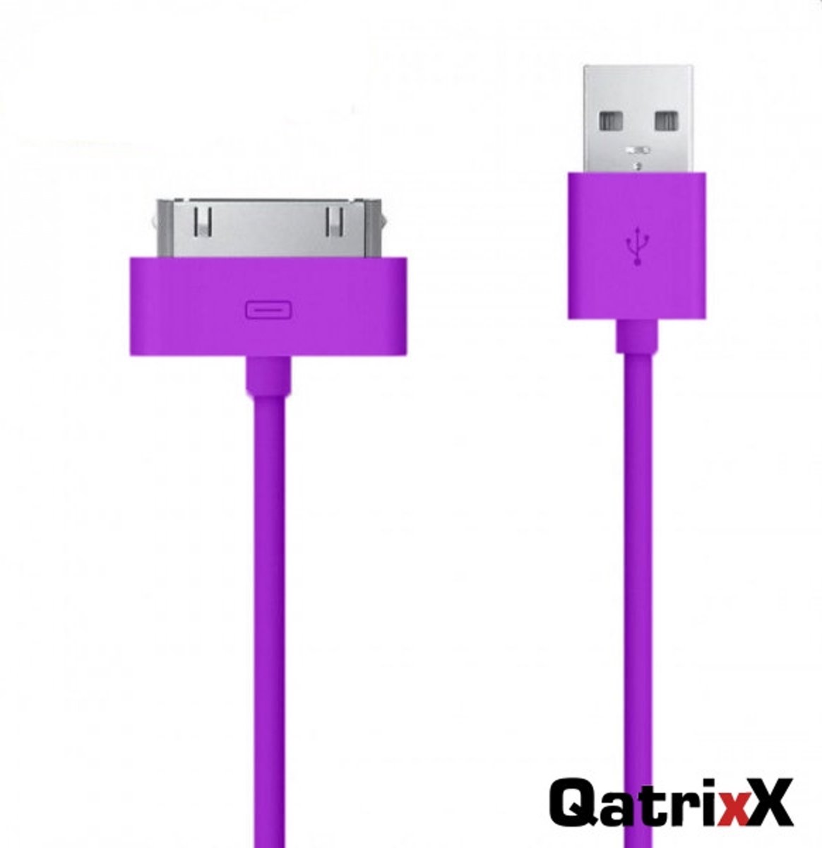 Ronde USB Datakabel Paars 1 meter voor Apple iPad 3